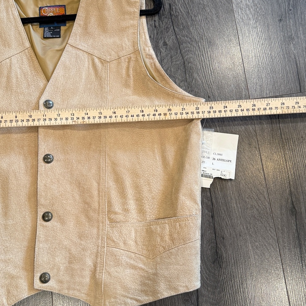 💜Cripple Creek Men's Tan Leather Suede Vest Western Cowboy Sleek Comfort Stylish - Picture 9 of 11